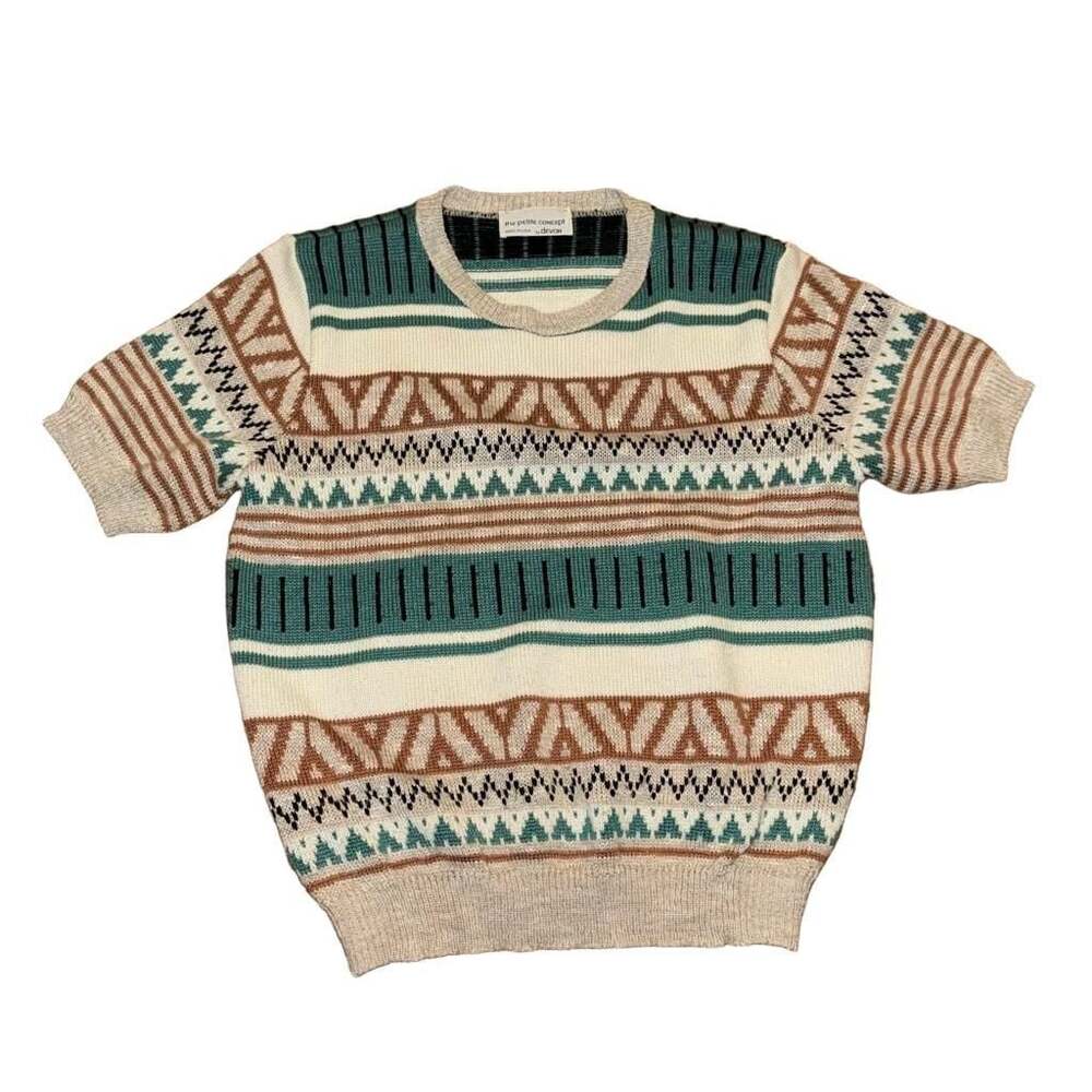 Vintage The Petite Concept by Devon USA Made Geometric Knit Sweater Top S/M